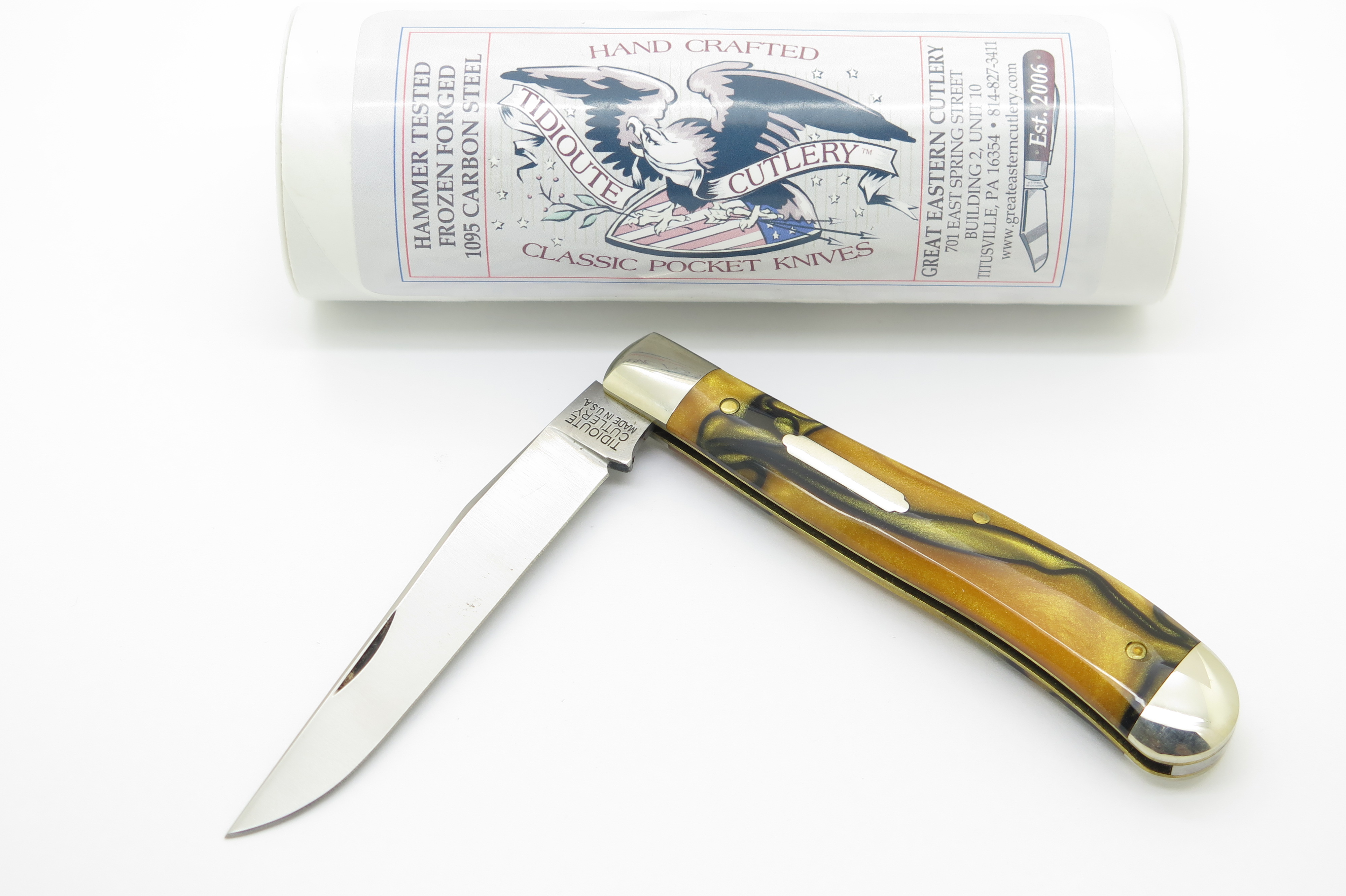 Great Eastern Cutlery Tidioute 488117 Trapper Tiger Eye Folding