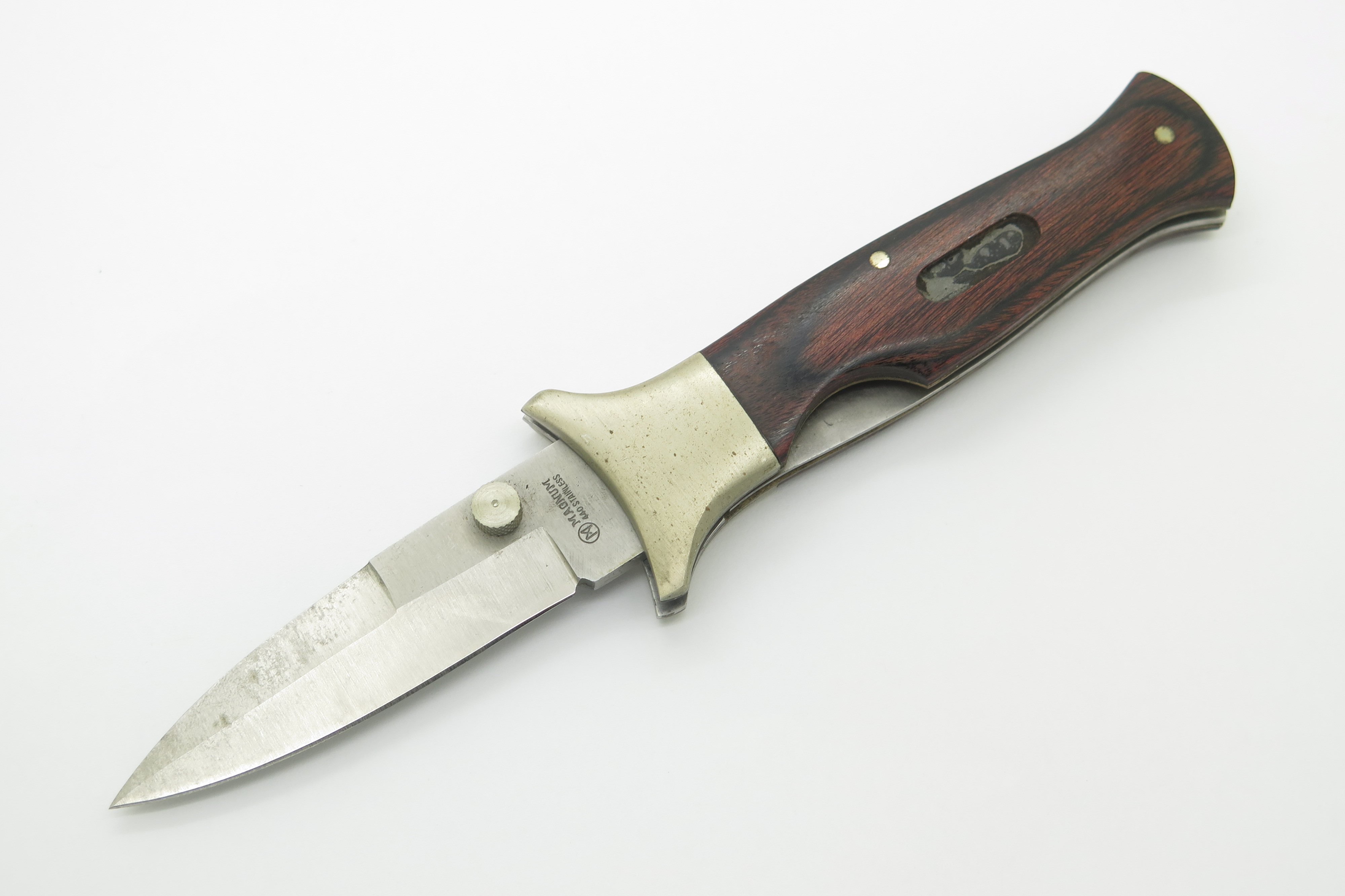 シマグミ　440 Vintage Magnum 440 Stainless Steel Wood Folding Linerlock Pocket
