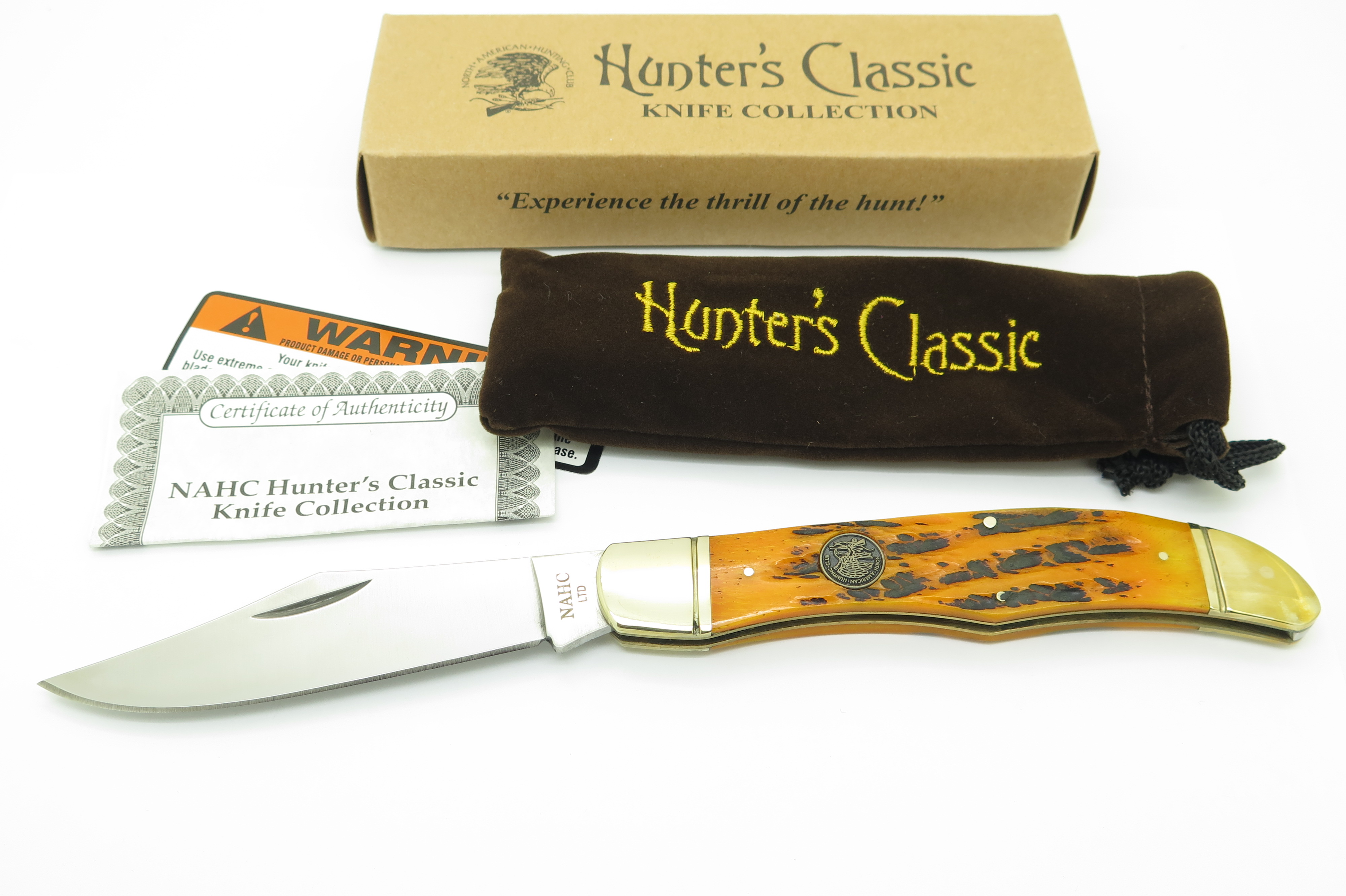 HAHC Hunters Classic Jigged Orange Bone Handle Single Blade
