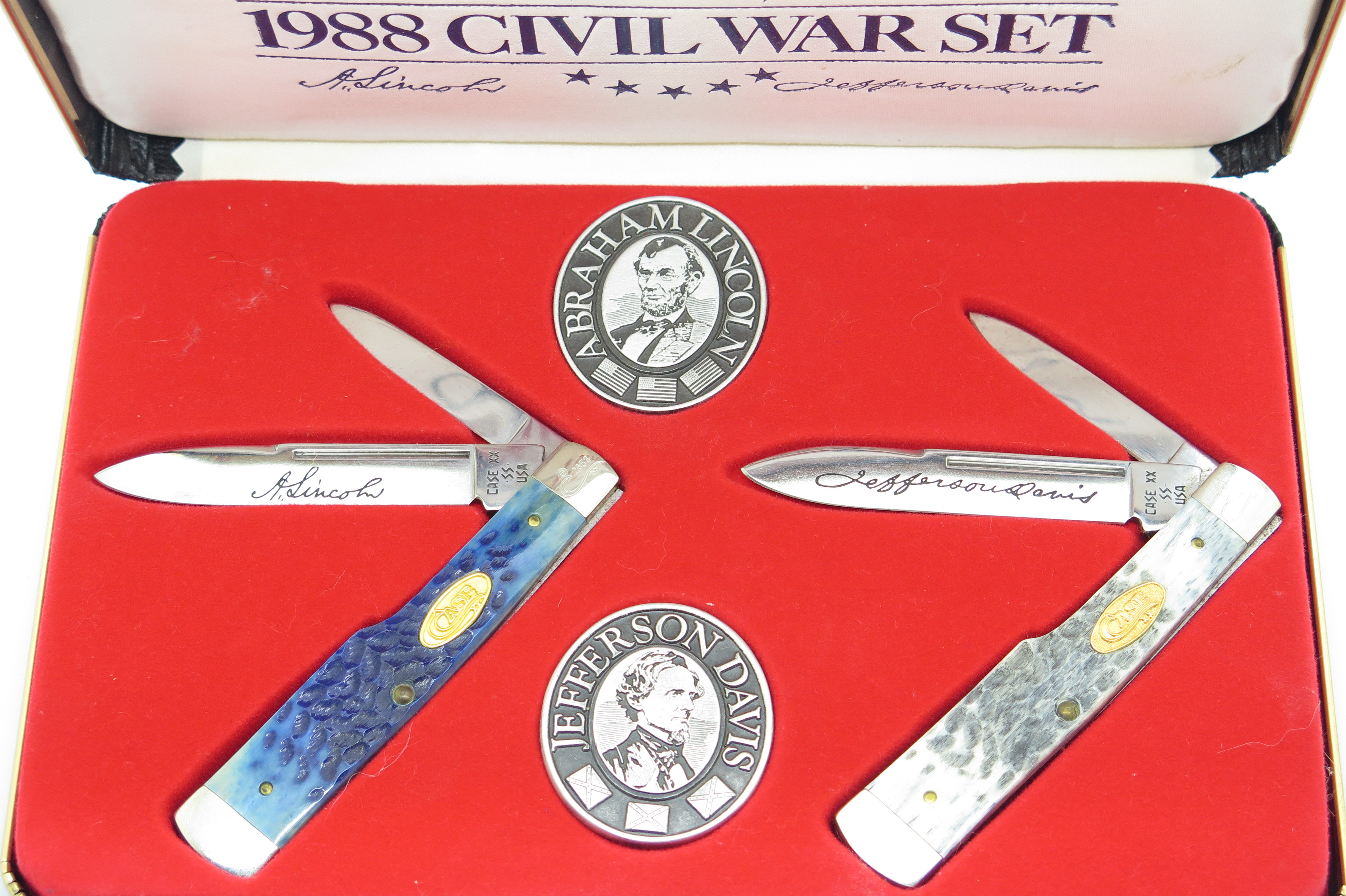 Vintage 1988 Case XX 6230 Civil War Lincoln Davis Folding Pocket