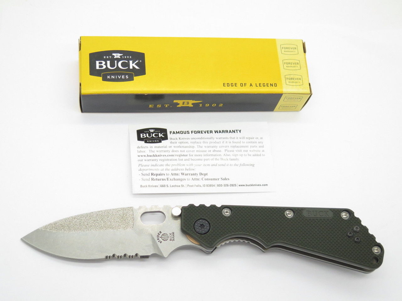 Buck 889 0889BO4 Tarani Strider OD Green ATS-34 Folding