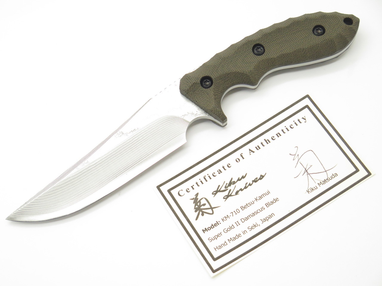 Kiku Matsuda KM-710 Damascus Master Hunter Seki Japan Custom Fixed