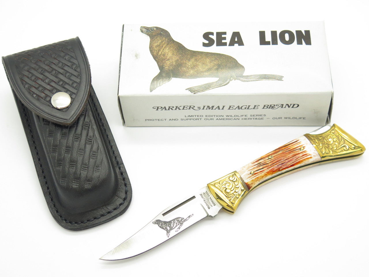 Vtg Parker Imai KF-266 Seki Japan Wildlife Sea Lion Folding Hunter