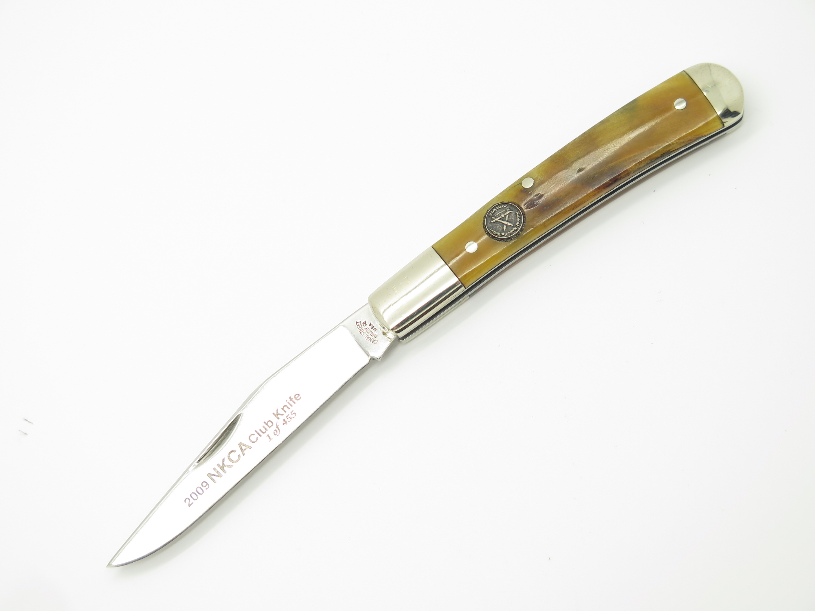 2009 NKCA Canal Street Cutlery USA Ram Horn Trapper Folding Pocket