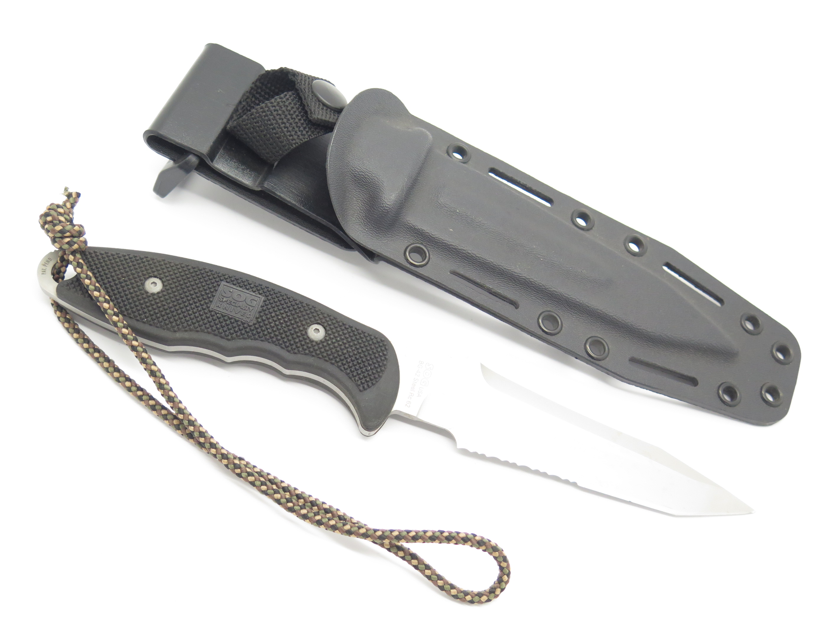 Vtg SOG X-42 Recondo BG-42 Fixed Blade Tanto Combat Knife & Sheath