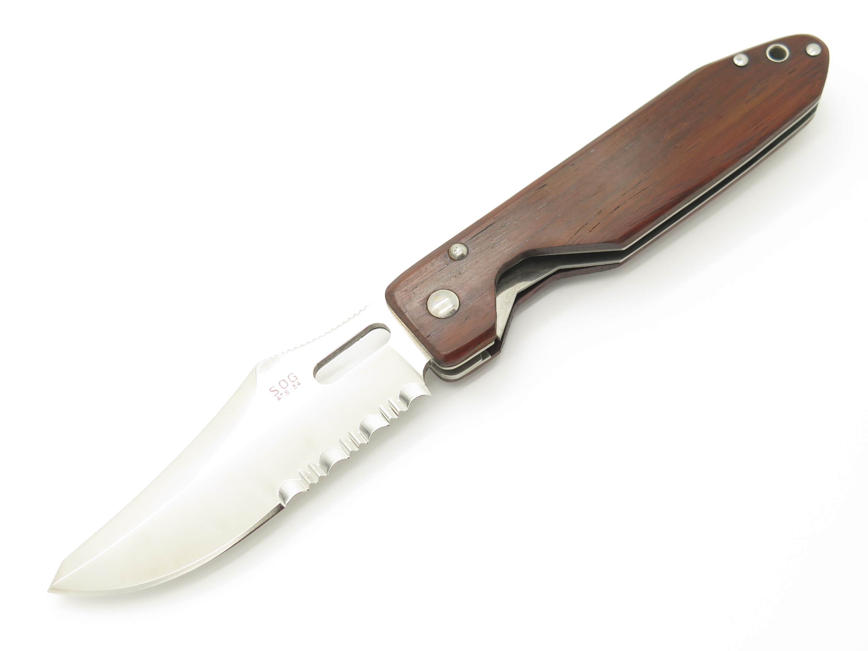 Vintage Sog Seki Japan Jet Edge ATS-34 Cocobolo Tactical Folding