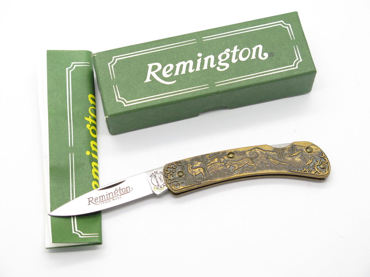 Remington UMC USA R5 Brass Gunmaker Hunting Folding Pocket Knife ...