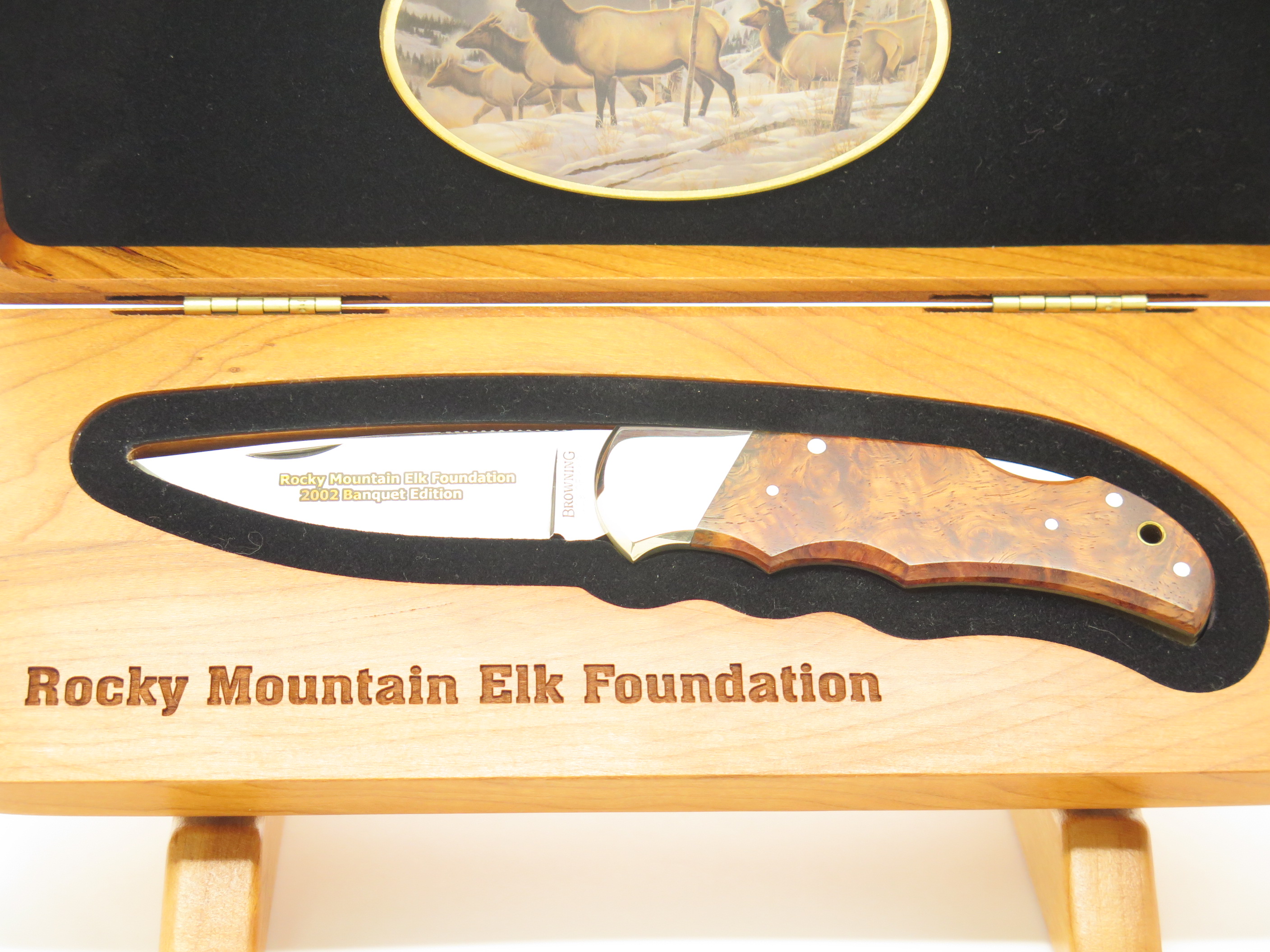 2002 Browning Seki Japan RMEF Banquet LE Folding Hunter Lockback