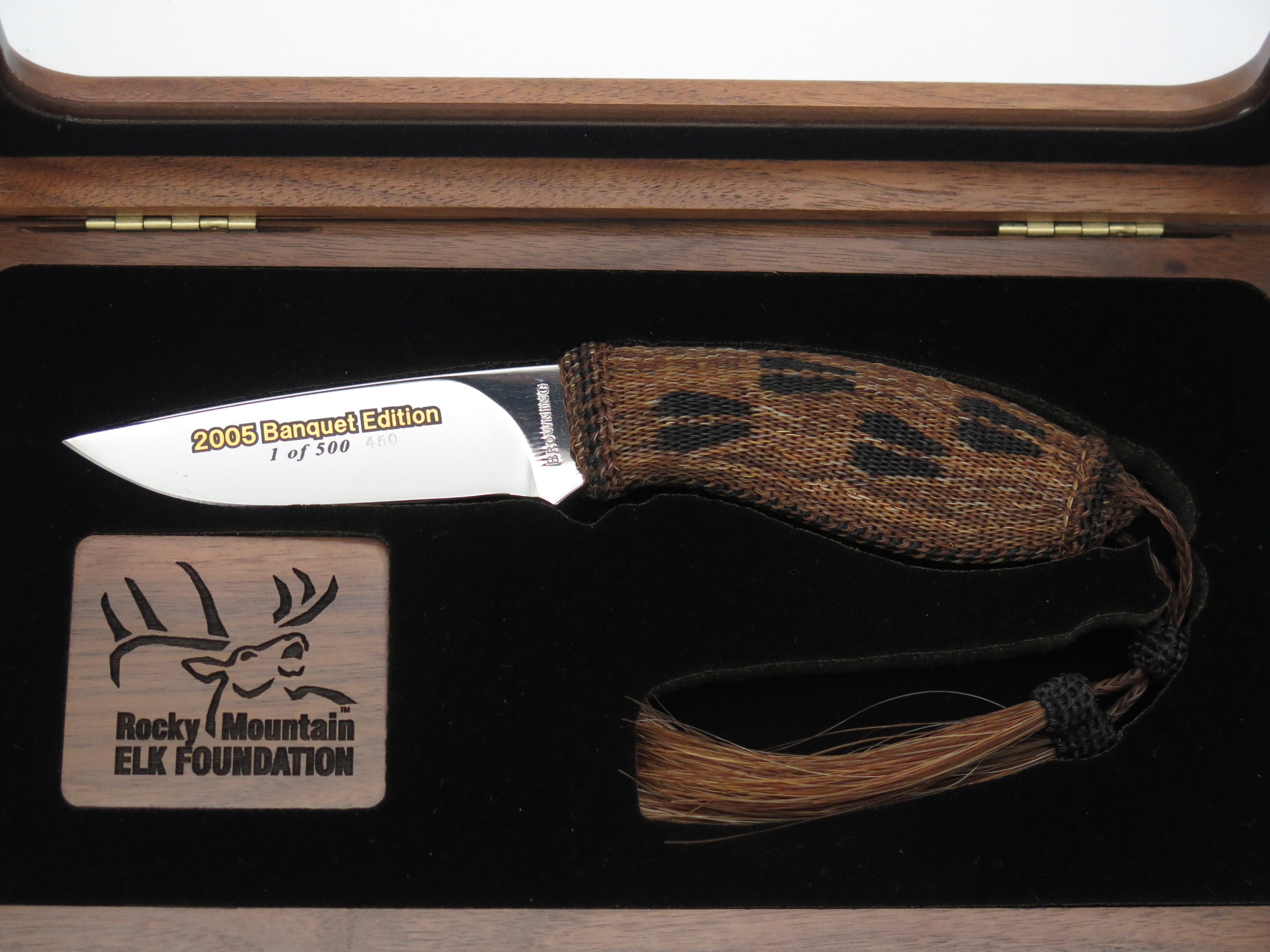 2005 Browning Seki Japan RMEF Elk Banquet LE Horsehair Fixed Blade