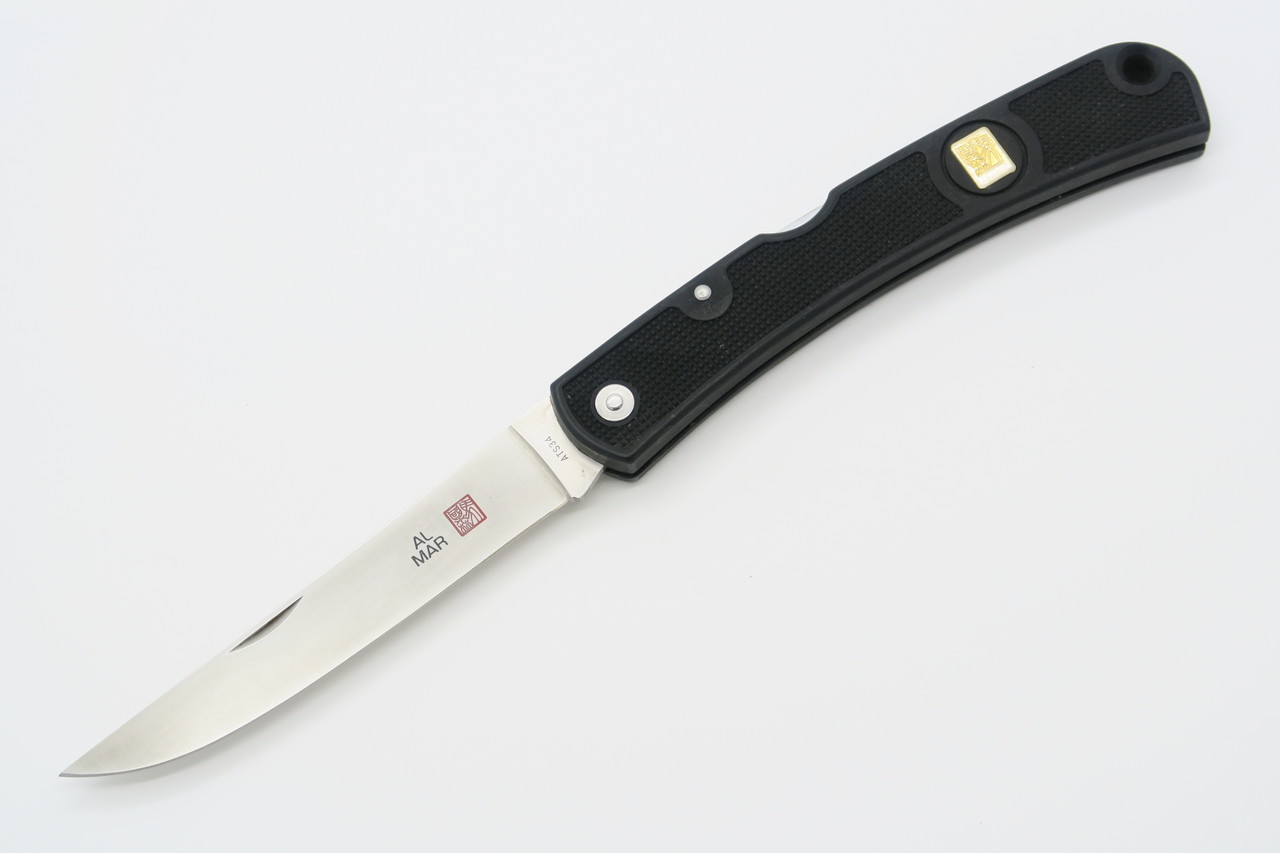 Vtg Al Mar Airweight Fisherman Seki Japan ATS-34 Black Folding
