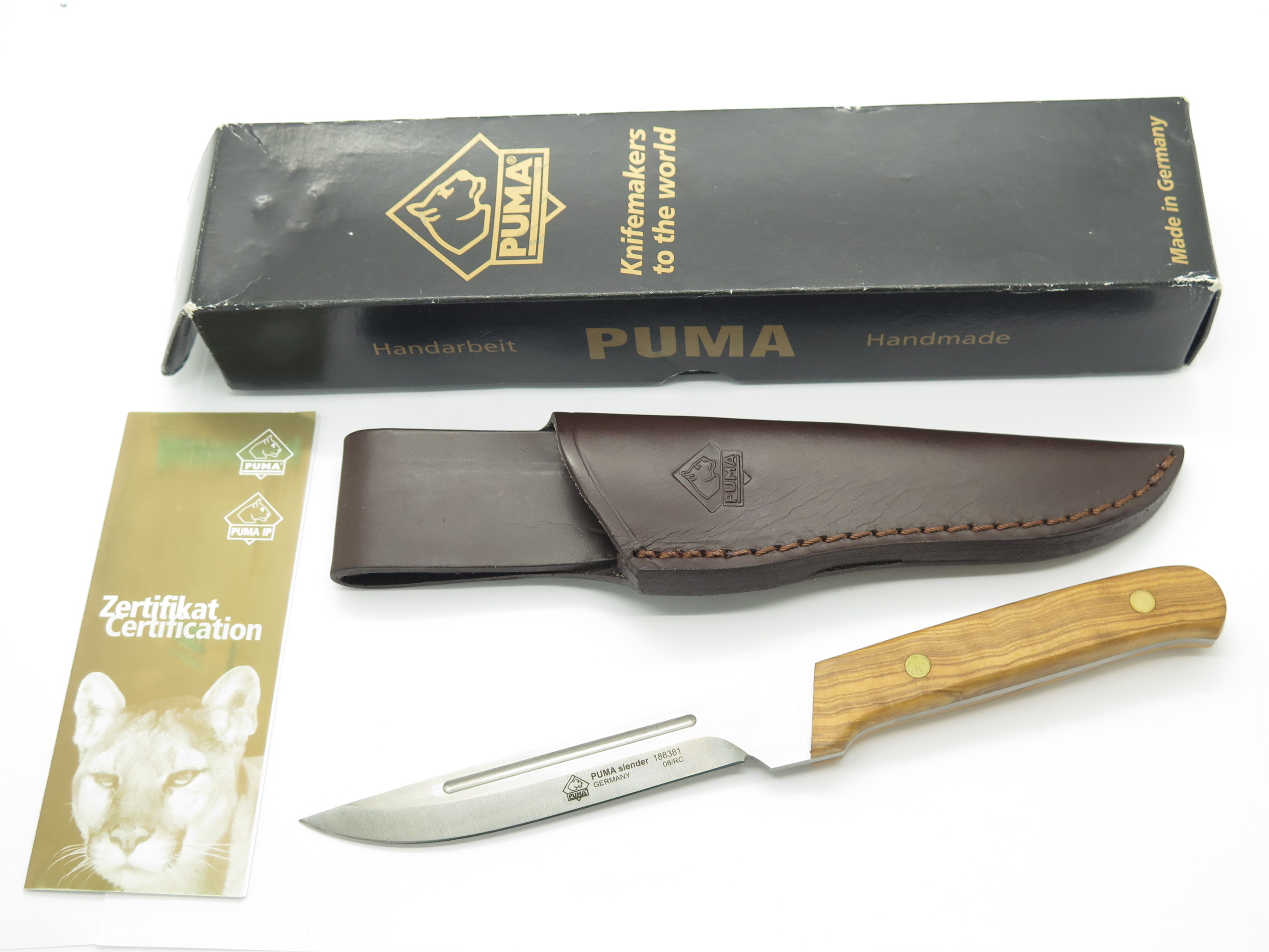 Vintage Puma Slender 188381 Germany Wood Handle 9.12