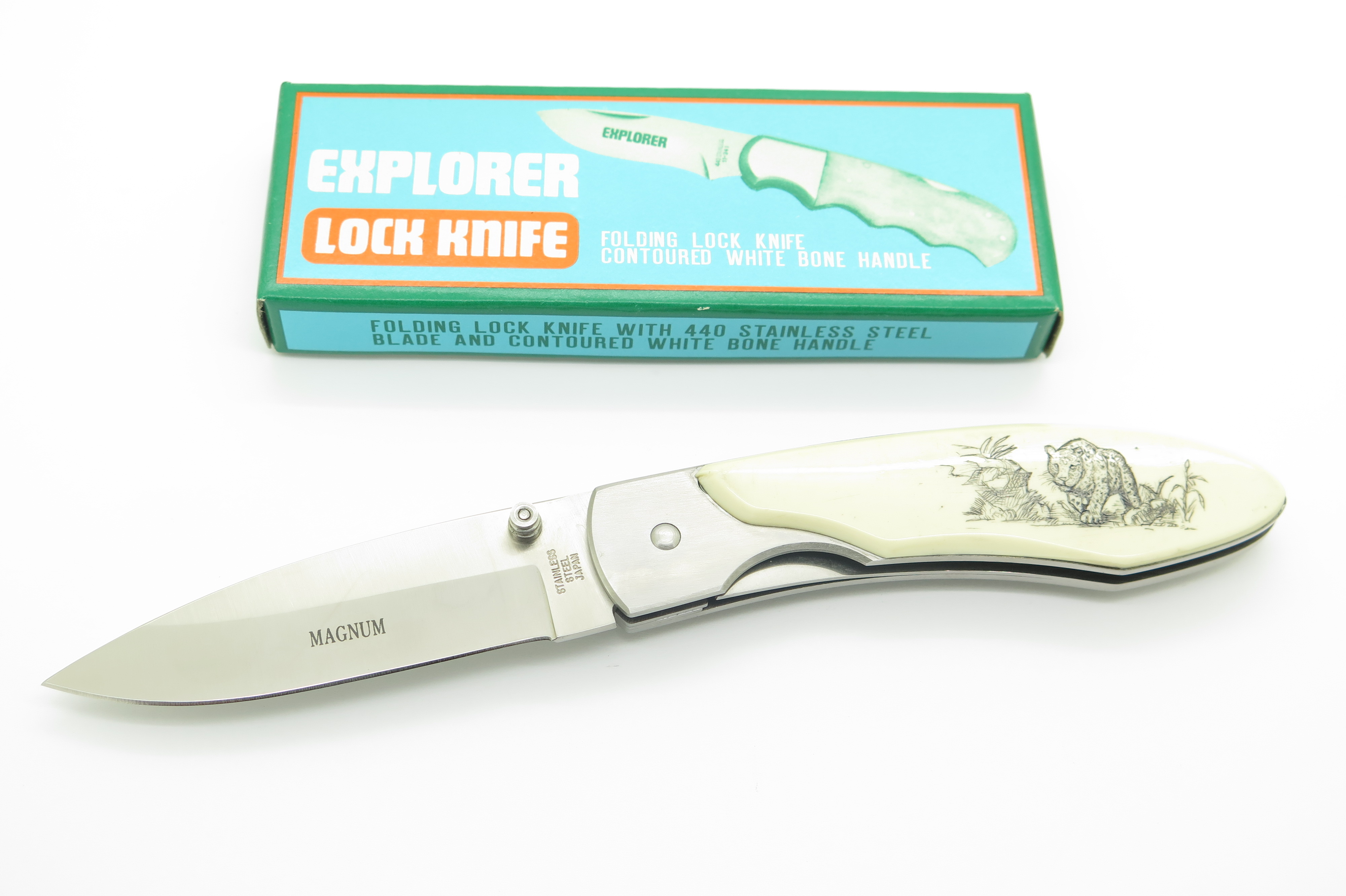 アンティーク　フライ　切手　90年代購入 Vintage 1990s Explorer G. Sakai Seki Japan Jaguar Scrimshaw