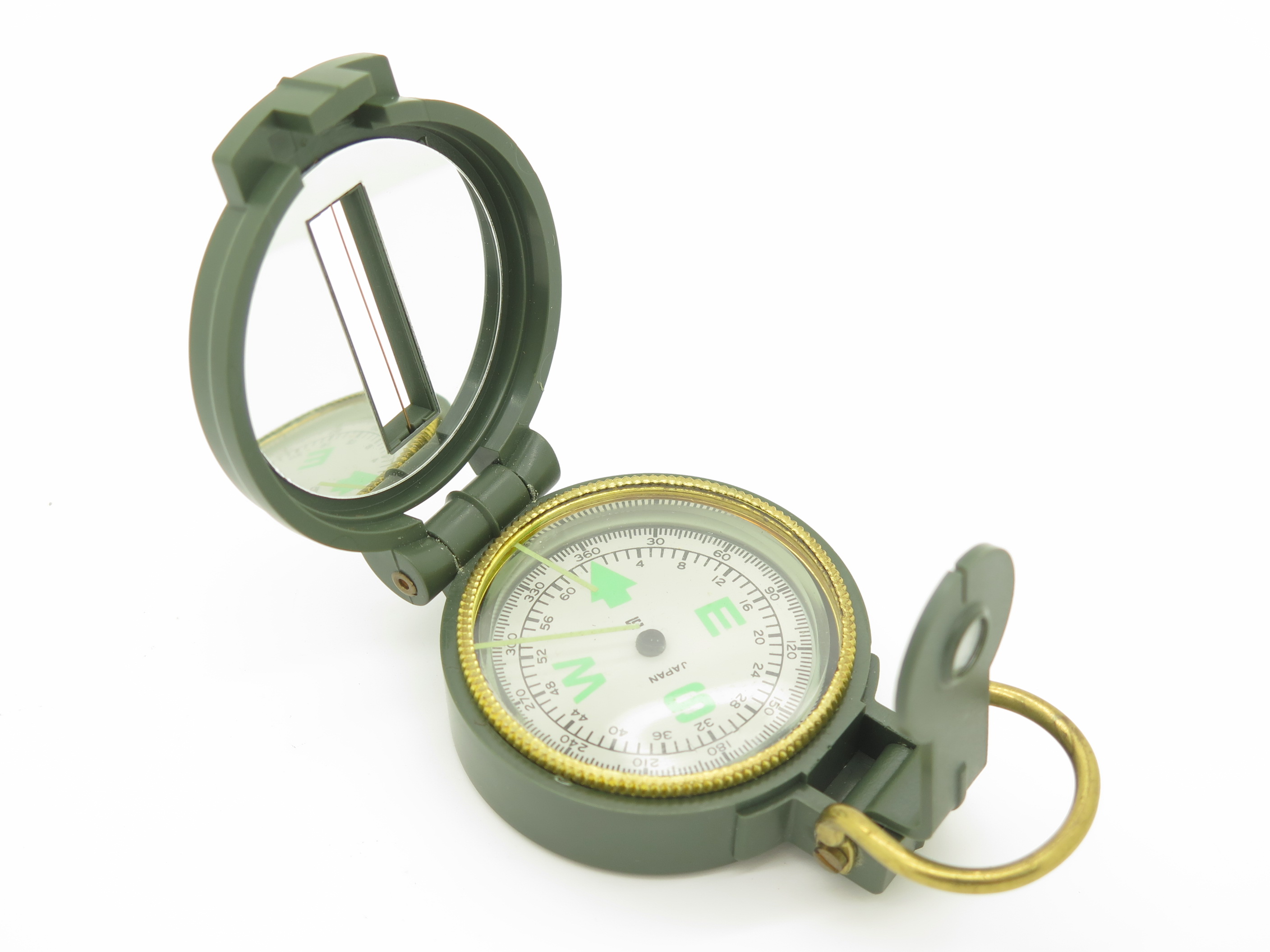 Vintage Japan Lensatic Engineer Directional Compass No. 554 Green