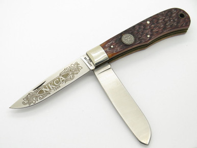 Vtg 1988 Camillus USA NKCA Folding Jumbo Trapper Pocket Knife Bone