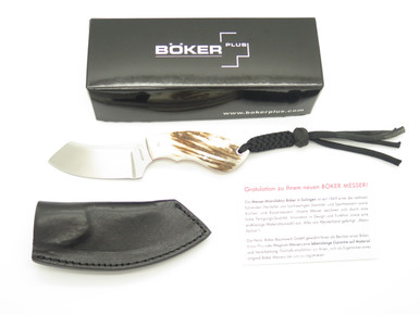 Boker Plus Vox Rhino Stag Sandvik 12C27 Skinner Fixed Blade