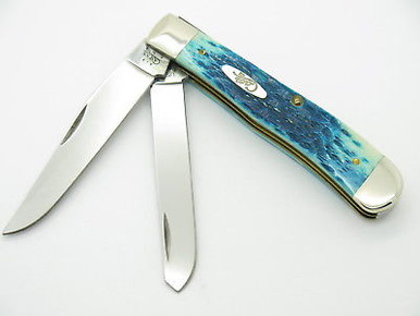 2004 Case XX 6254 Trapper Folding Pocket Knife Caribbean Blue Bone