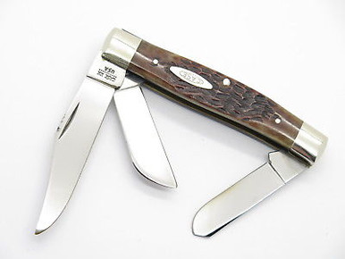 Vtg 1980 Case XX 6392 Premium Stockman Jigged Bone Folding Pocket