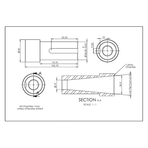 J609B Shaft Sleeve Adapter 7/8" Tapered Shaft Into 1 7/16" Diameter Straight Shaft Keyed