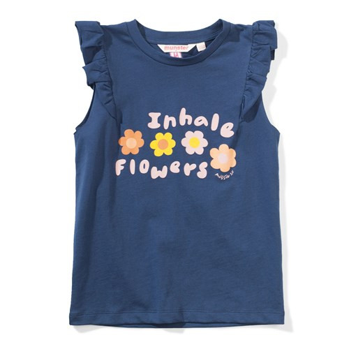 Flowers Frill Tank - Midnight - Lollipop Kids