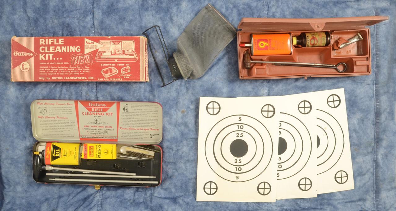 ASSORTED LOT OF CLEANING KITS+ TARGETS + BRASS CATCHER - C55685
