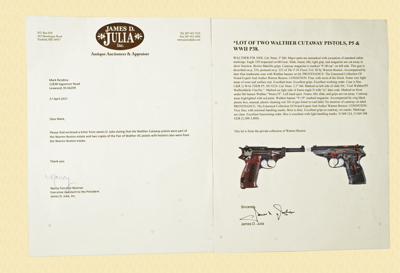 WALTHER P38 CUTAWAY W/LETTER - D35153