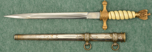 GERMAN WWII KREIGSMARINE DAGGER AND SCABBARD - C53828