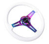NRG 350mm 3 Neo-Chrome Spokes Classic White Wood Grain Steering Wheel