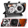 ANZO PROJECTOR HEADLIGHTS HALO w/ LED BAR BLACK for 07-13 Tundra