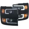 ANZO PROJECTOR HEADLIGHT BLACK WITH AMBER (BLACK RIM) for 15-19 Silverado 2500HD