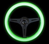 NRG  350mm 3 Black Spoke White Wood Grain w/ Glow in the dark grip - ST-015BK-GL