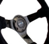 NRG Reinforced Steering Wheel 350mm Blk Suede w/Red Stitch & Black 3-Spoke