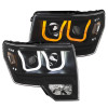 ANZO PROJECTOR SWITCHBACK HEADLIGHTS U-BAR BLACK W/ AMBER for 09-14 F150