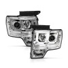 ANZO PROJECTOR HEADLIGHTS U-BAR CHROME CLEAR w/ HALOGEN for 09-14 Ford F150