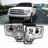ANZO PROJECTOR HEADLIGHTS U-BAR CHROME CLEAR w/ HALOGEN for 09-14 Ford F150