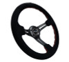 NRG 35mm Black Suede w/ Red Stitching Reinforced Steering Wheel - RST-018S-RS