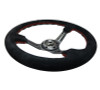 NRG 35mm Black Suede w/ Red Stitching Reinforced Steering Wheel - RST-018S-RS