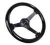 NRG Steering Wheel 350mm Black Wood Grain Matte Black Spokes