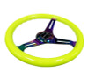 NRG Classic Wood Grain Wheel - 350mm 3 Neochrome spokes - Neon Yellow Paint