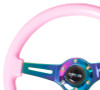 NRG 350mm 3 Neochrome Spoke Pink Wood Steering Wheel - ST-015MC-PK