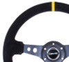 NRG 350mm Black Suede w/ Single Yellow Center Mark Reinforced Steering Wheel