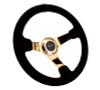 NRG Deep Dish Sport Steering Wheel 350mm Black Suede w/ Red Baseball Stitch