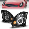 ANZO HEADLIGHTS BLACK PROJECTOR CLEAR HALO for 03-07 Nissan G35 Coupe