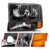 ANZOCRYSTAL HEADLIGHTS BLACK w/ CORNER LIGHTS 2PC for 00-04 FORD EXCURSION