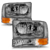 ANZO Crystal Headlights Chrome w/ Corner Lights 2pc for 00-04 Ford Excursion