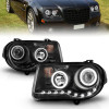 ANZO Projector Headlights w/ Halo Black (CCFL) G2 for 05-10 Chrysler 300C