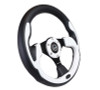 NRG Reinforced Steering Wheel (320mm) Blk w/White Trim & 4mm 3-Spoke