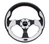 NRG Reinforced Steering Wheel (320mm) Blk w/White Trim & 4mm 3-Spoke