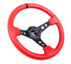 NRG 350mm Reinforced Steering Wheel Red Leather/Blk Stitch w/Blk Spokes