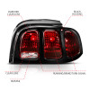 ANZO Taillight Dark Red Lens (OE Style) for 1994-1998 Ford Mustang