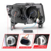 ANZO Projector Headlights w/Light Bar Swtchbk Black for 11-13 Grand Cherokee